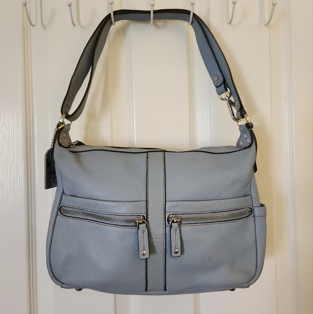 Tignanello Blue Leather Shoulder Bag
